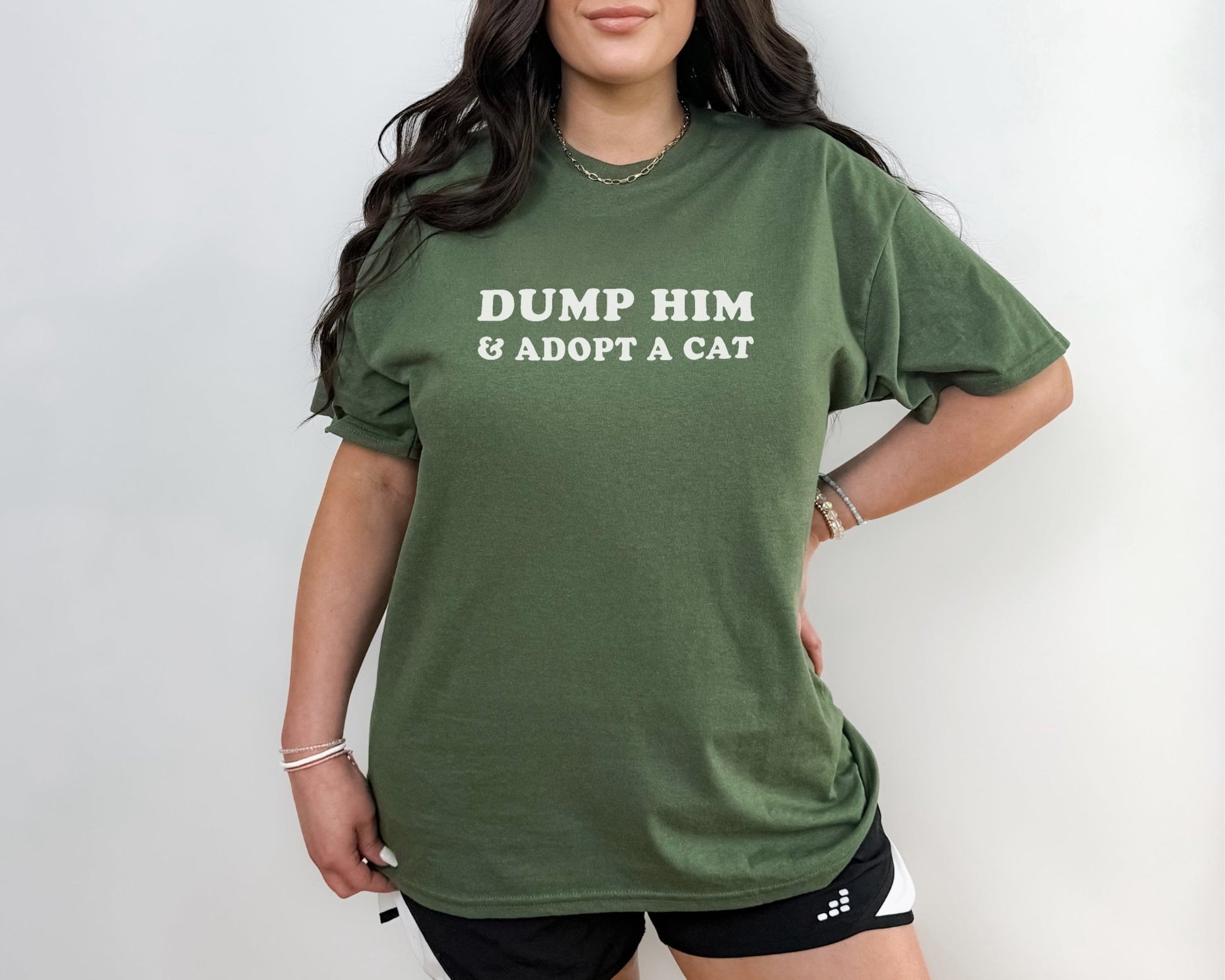 Dump Him & Adopt A Cat | T-shirt - Detezi Designs - 28044115241964054323