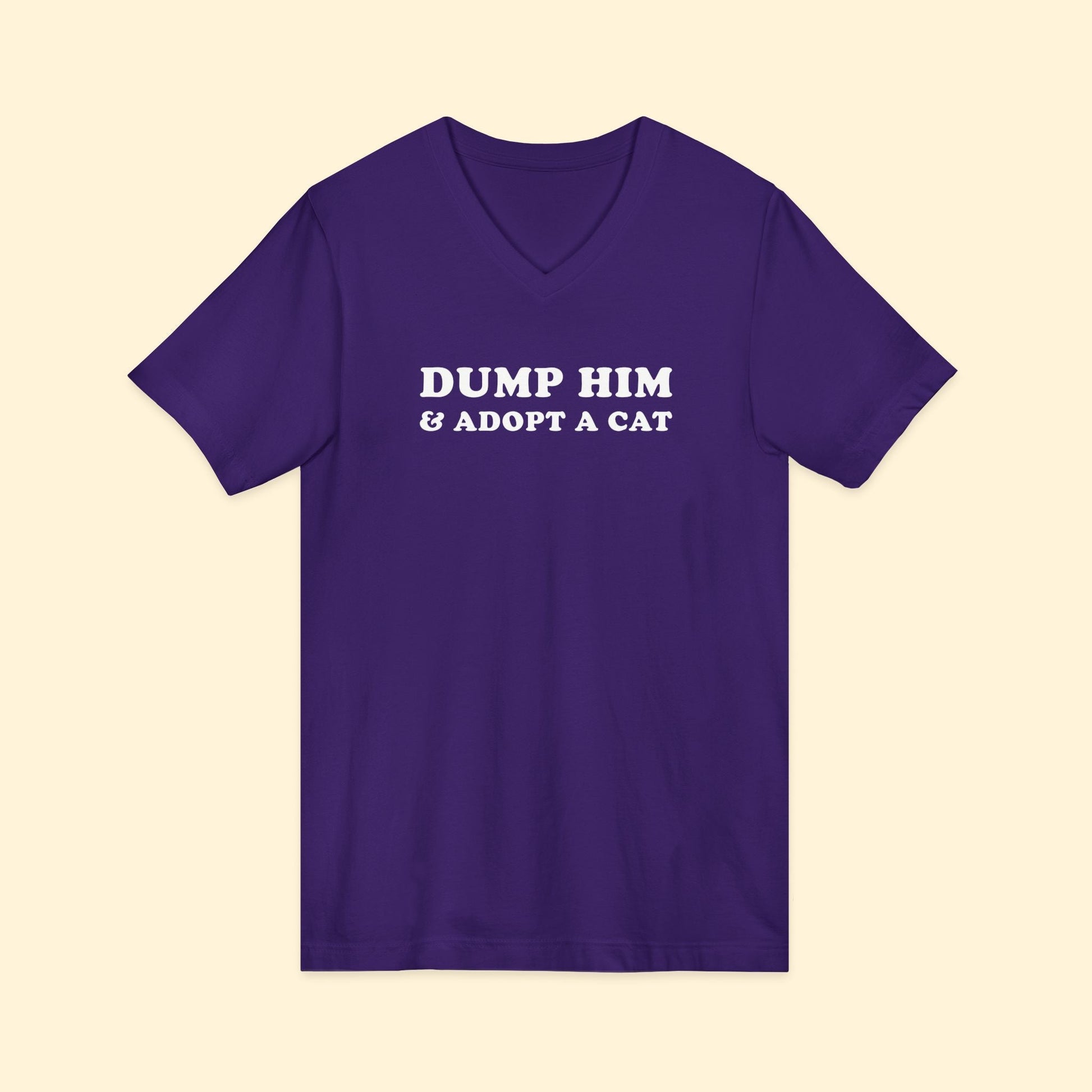 Dump Him & Adopt A Cat | Unisex V - Neck Tee - Detezi Designs - 75658240474934090678