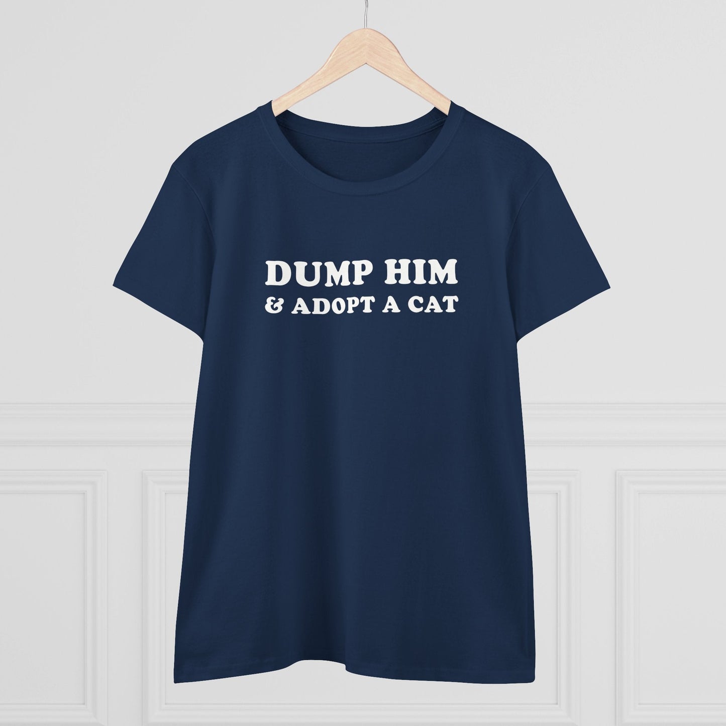 Dump Him & Adopt A Cat | Women's Midweight Cotton Tee - Detezi Designs - 27504790342377748060