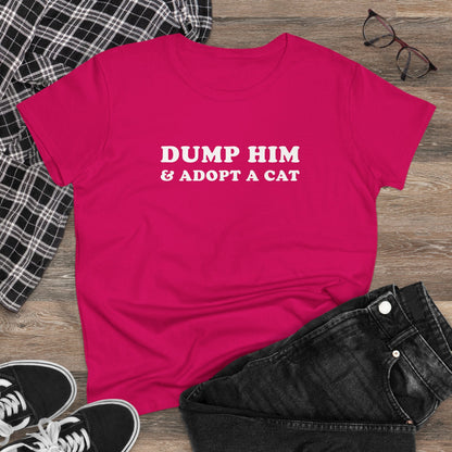 Dump Him & Adopt A Cat | Women's Midweight Cotton Tee - Detezi Designs - 27504790342377748060