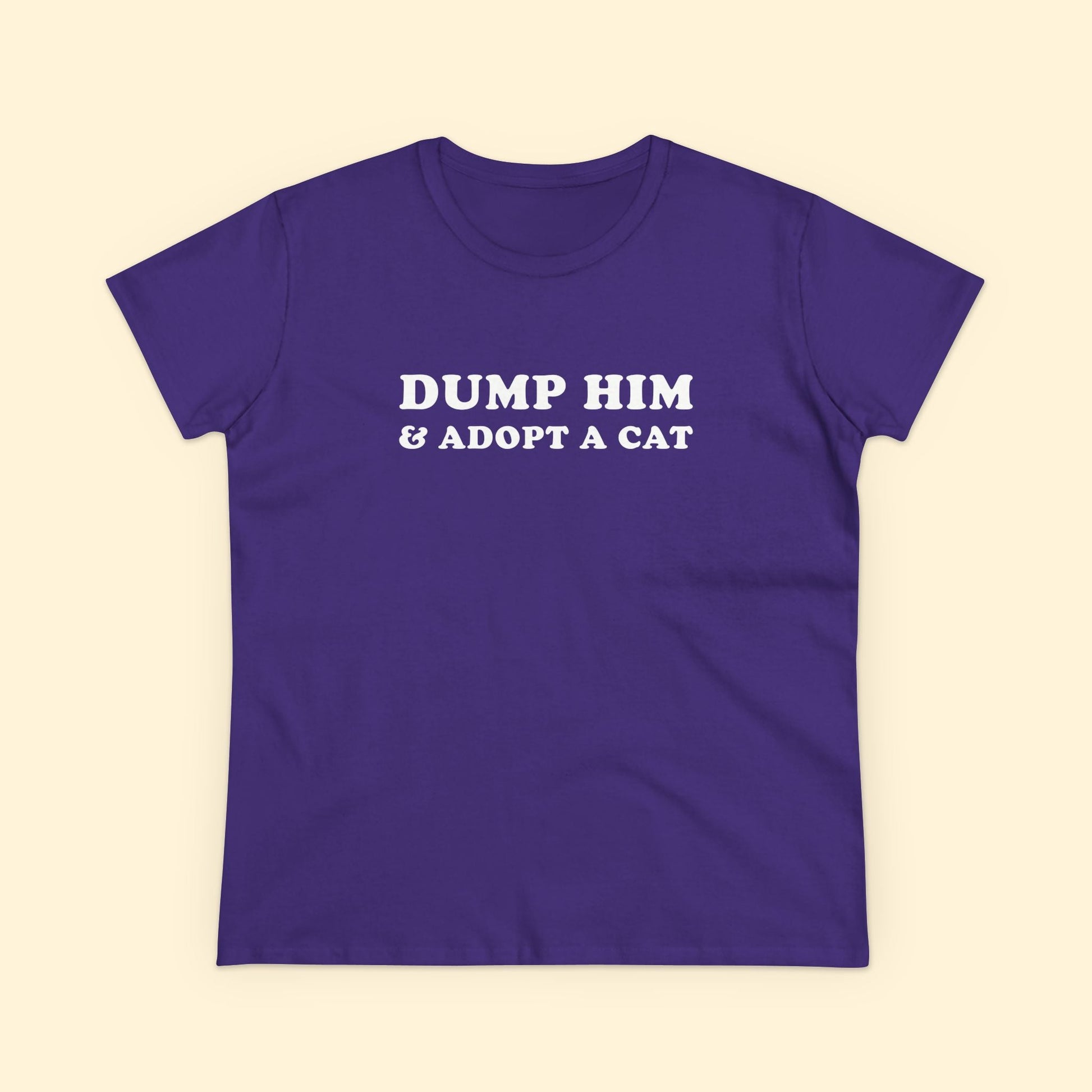 Dump Him & Adopt A Cat | Women's Midweight Cotton Tee - Detezi Designs - 42192382449068733769