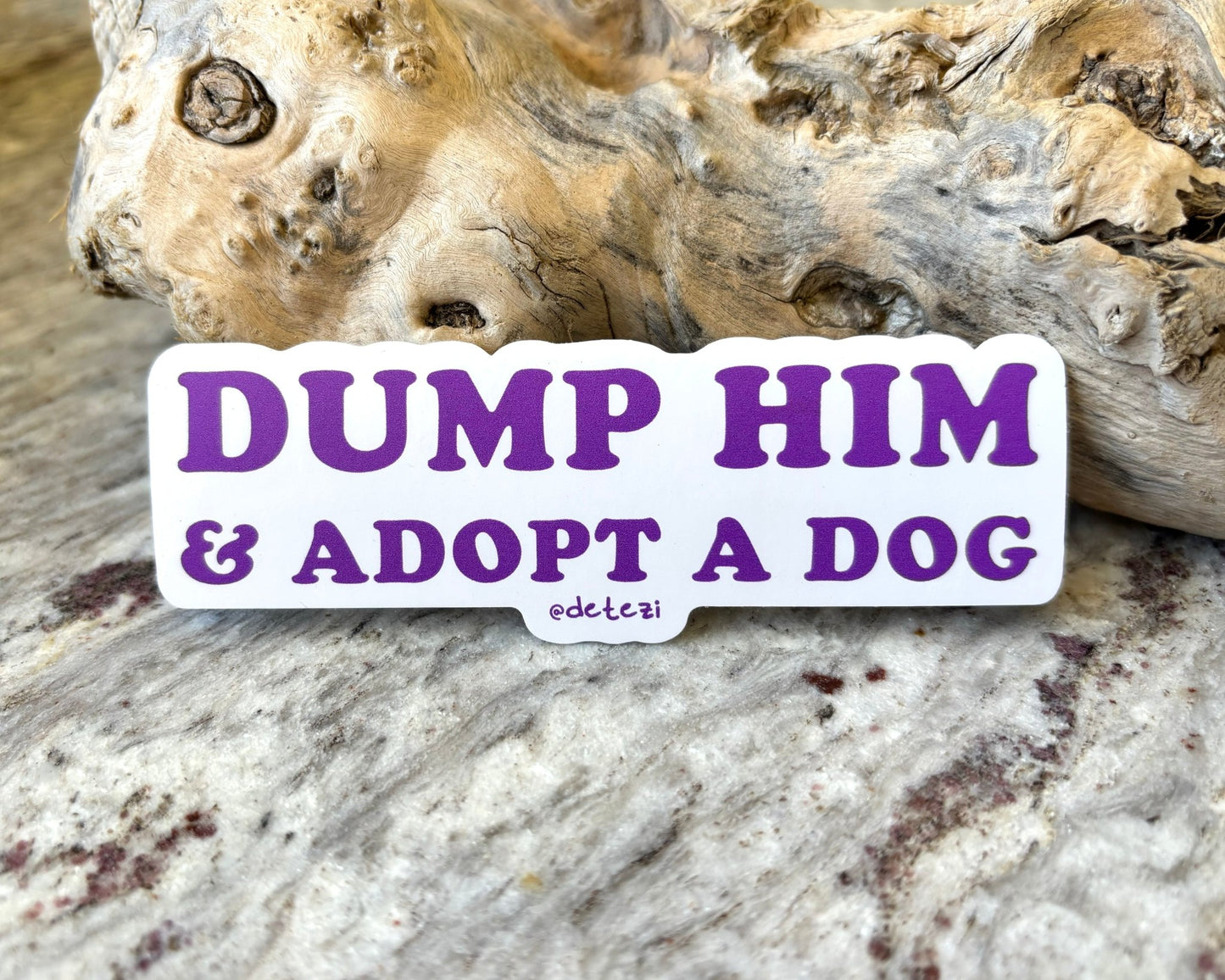 Dump Him & Adopt A Dog | 4" Vinyl Sticker - Detezi Designs - 