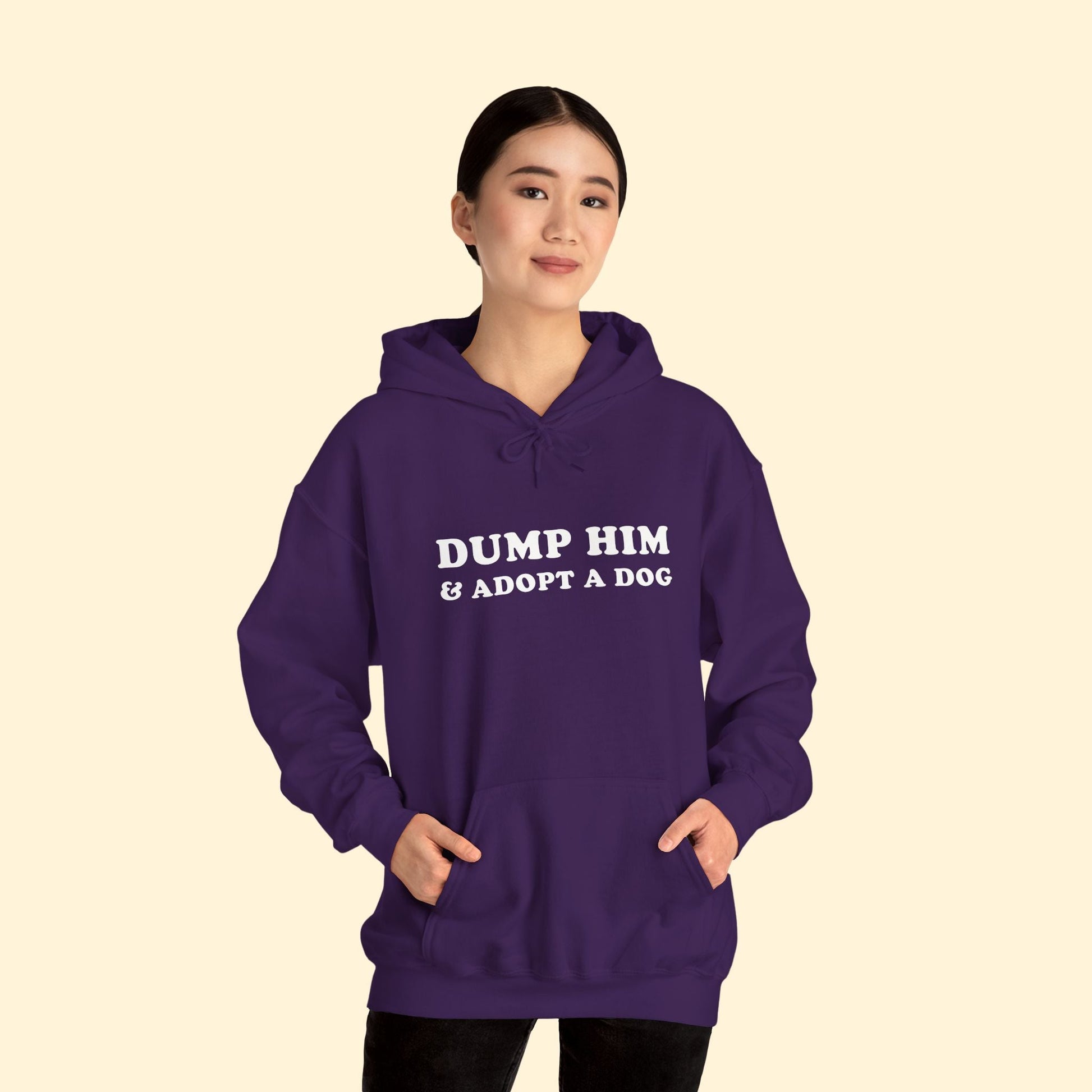 Dump Him & Adopt A Dog | Hooded Sweatshirt - Detezi Designs - 15891831560863769558