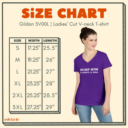 Dump Him & Adopt A Dog | Ladies' V - Neck T-Shirt - Detezi Designs - 11657854304503587243