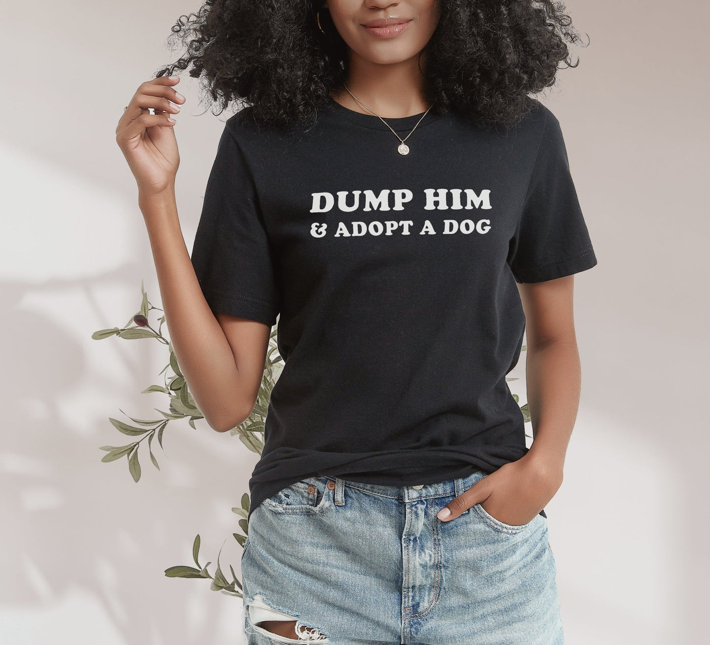 Dump Him & Adopt A Dog | T-shirt - Detezi Designs - 23332961565006134884