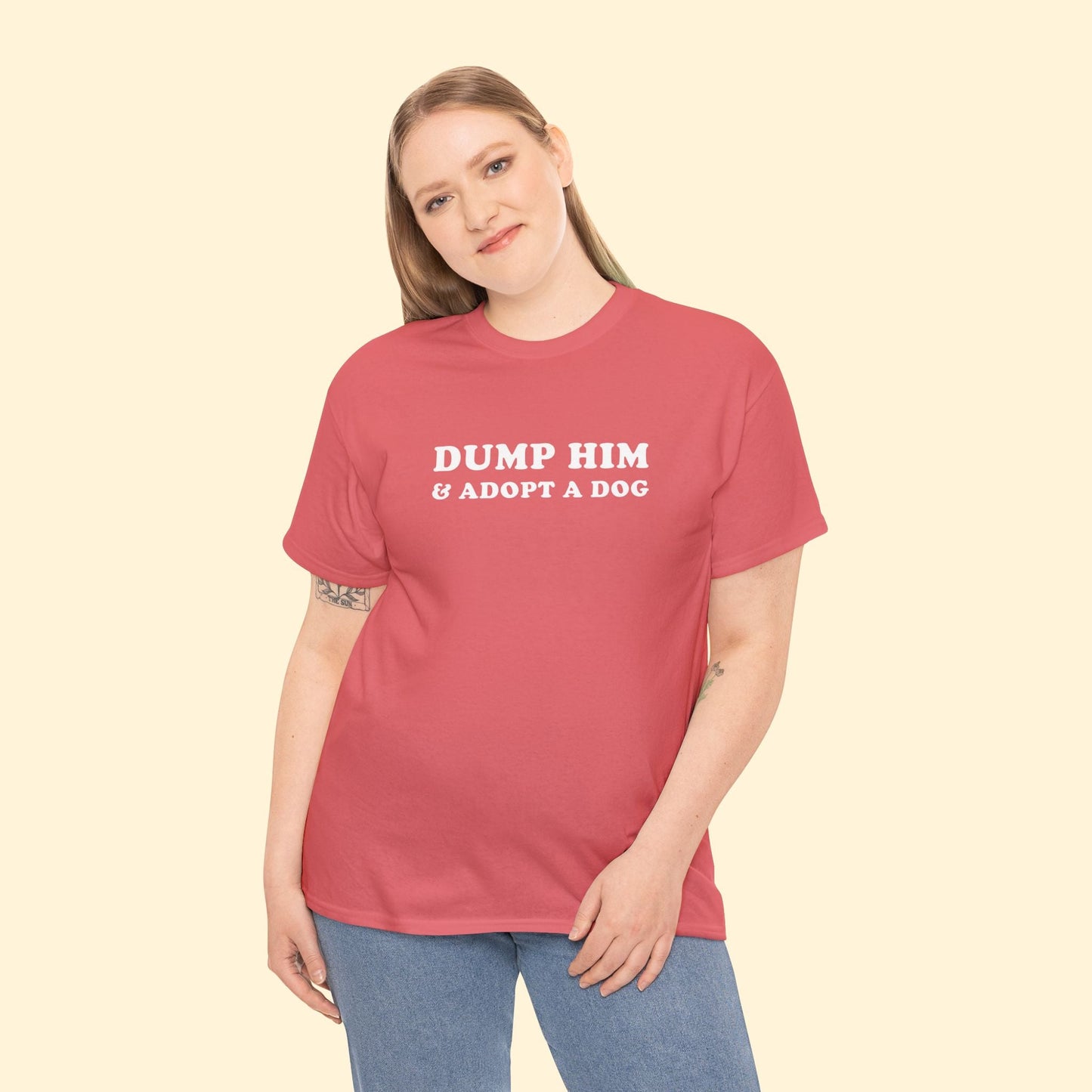 Dump Him & Adopt A Dog | T-shirt - Detezi Designs - 24381586459602107401