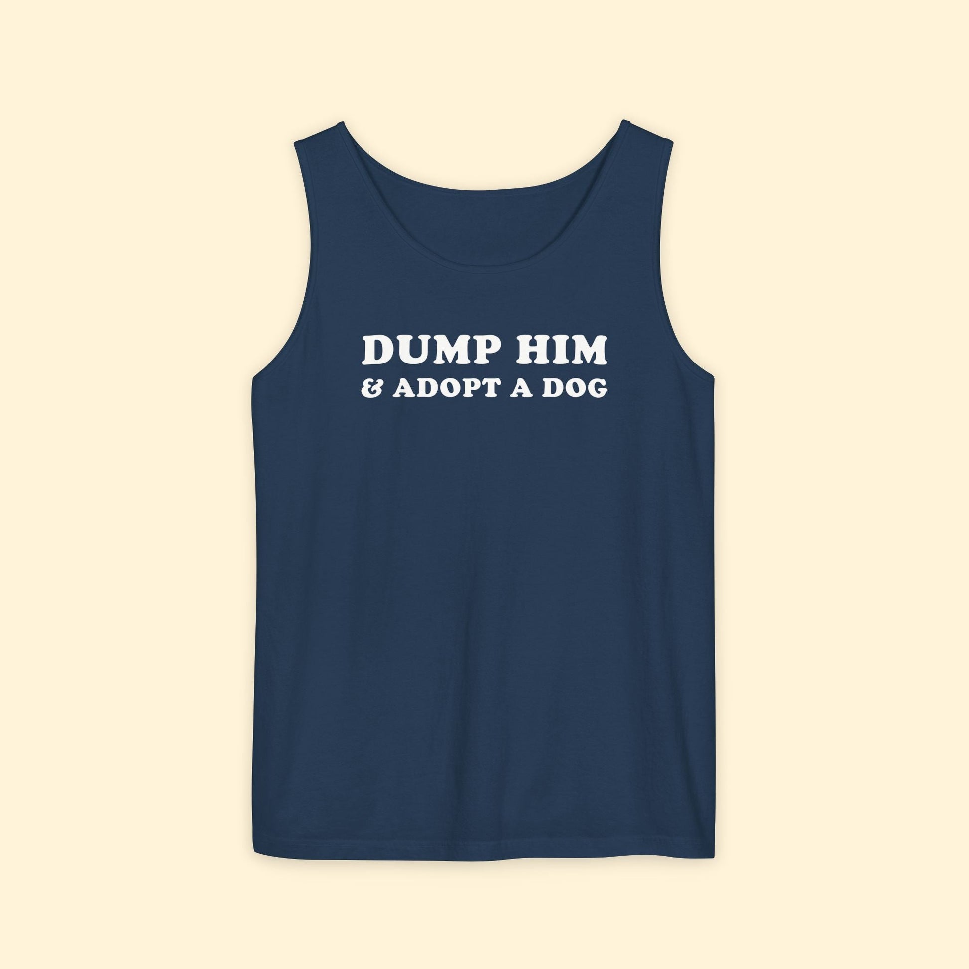 Dump Him & Adopt A Dog | Unisex Tank Top - Detezi Designs - 29774336172553327286