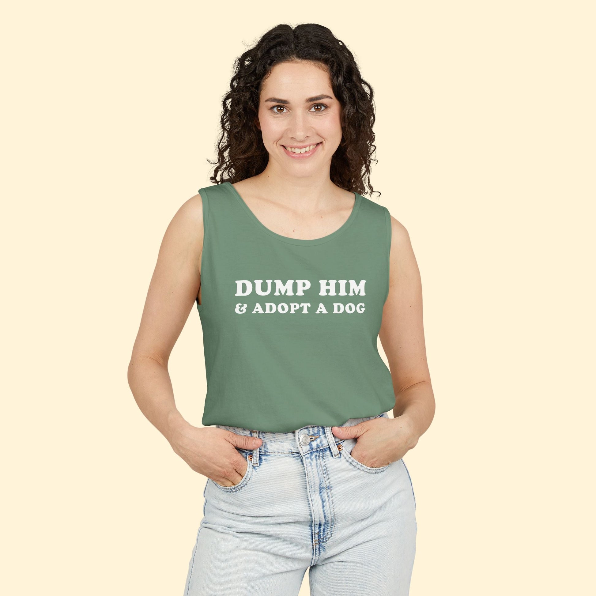 Dump Him & Adopt A Dog | Unisex Tank Top - Detezi Designs - 46041151719824441253