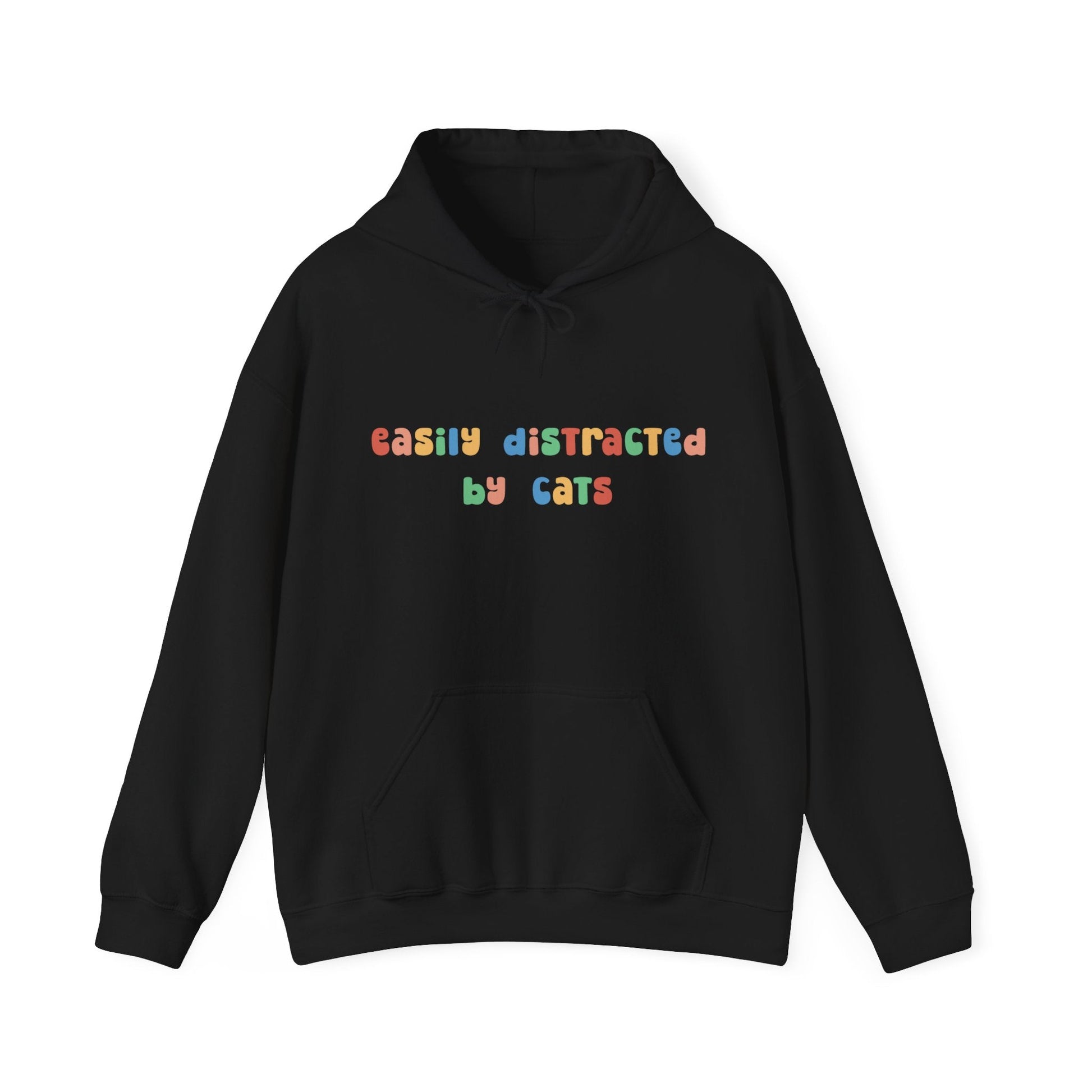 Easily Distracted by Cats | Hooded Sweatshirt - Detezi Designs-14004750990063963366