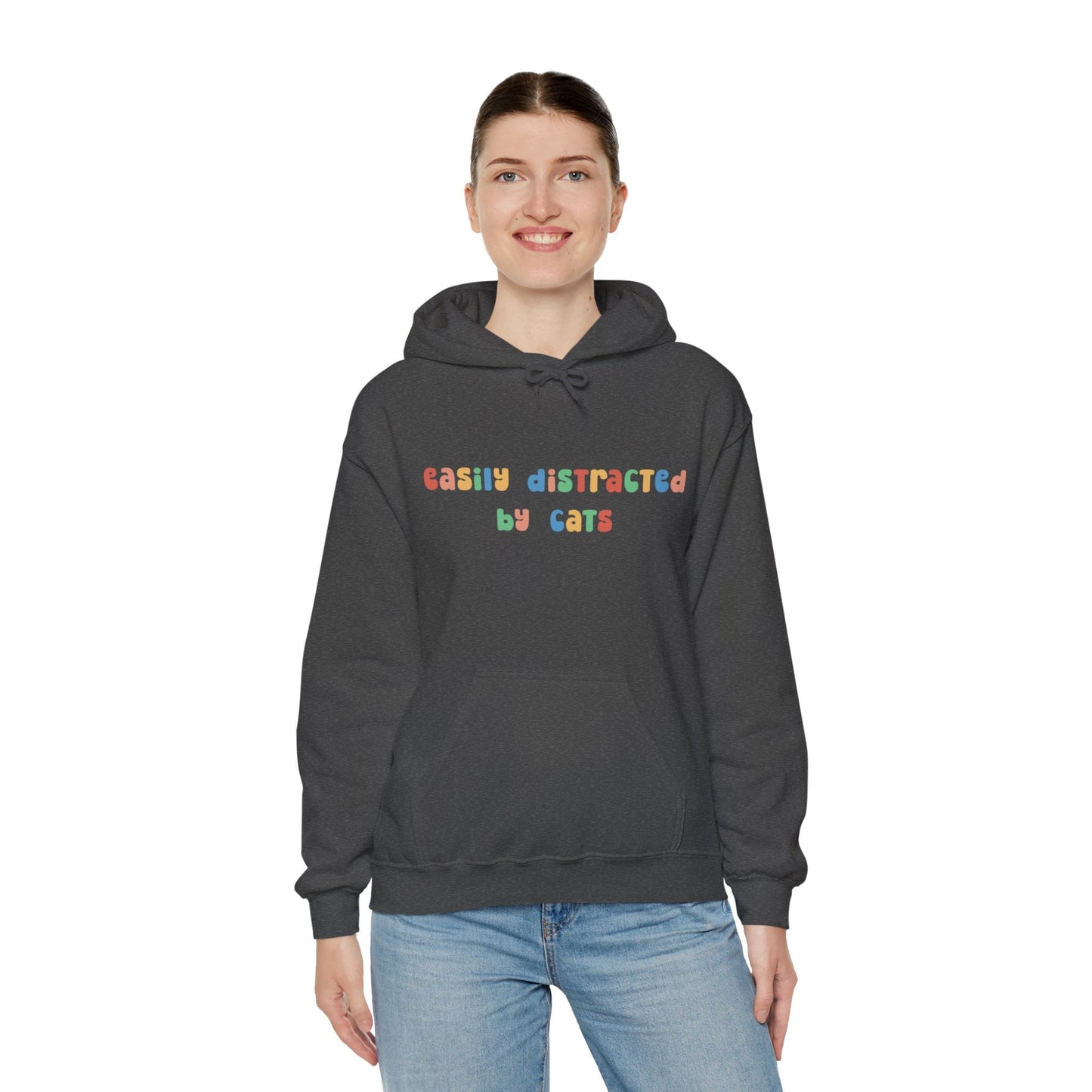 Easily Distracted by Cats | Hooded Sweatshirt - Detezi Designs-19710087232338087818