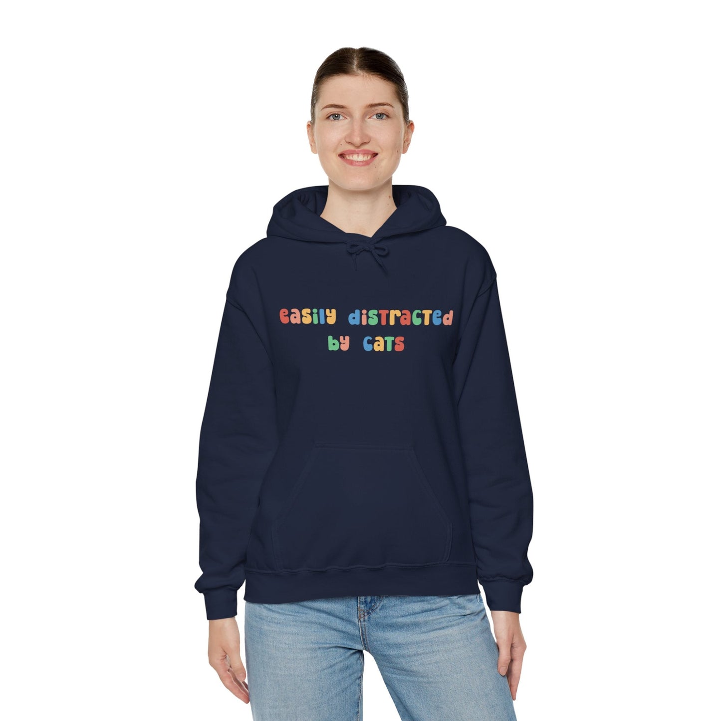 Easily Distracted by Cats | Hooded Sweatshirt - Detezi Designs-19710087232338087818