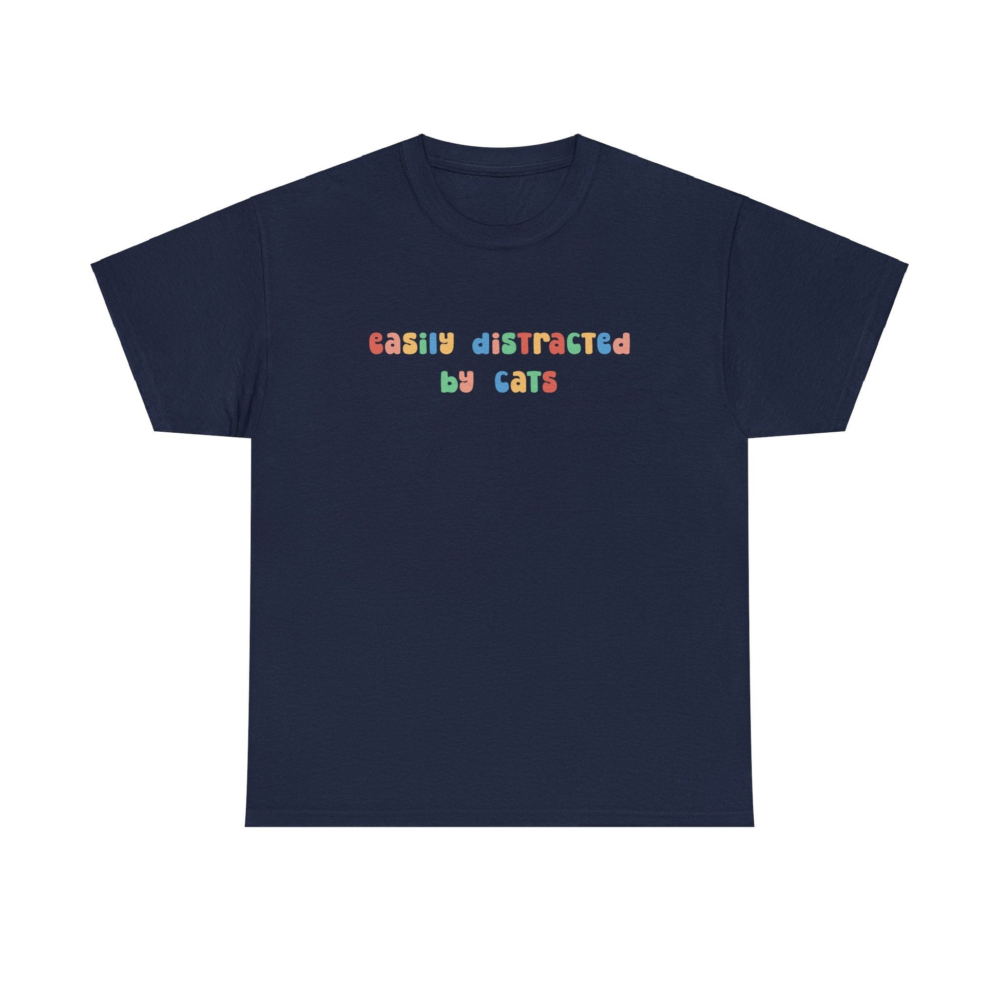 Easily Distracted By Cats | Text Tees - Detezi Designs-25014327780391344429