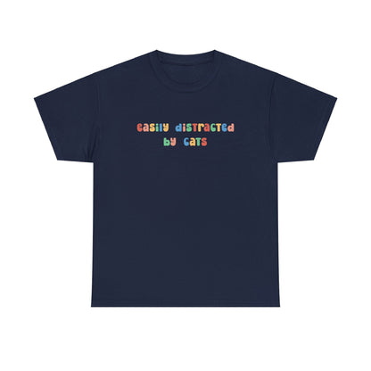 Easily Distracted By Cats | Text Tees - Detezi Designs-25014327780391344429