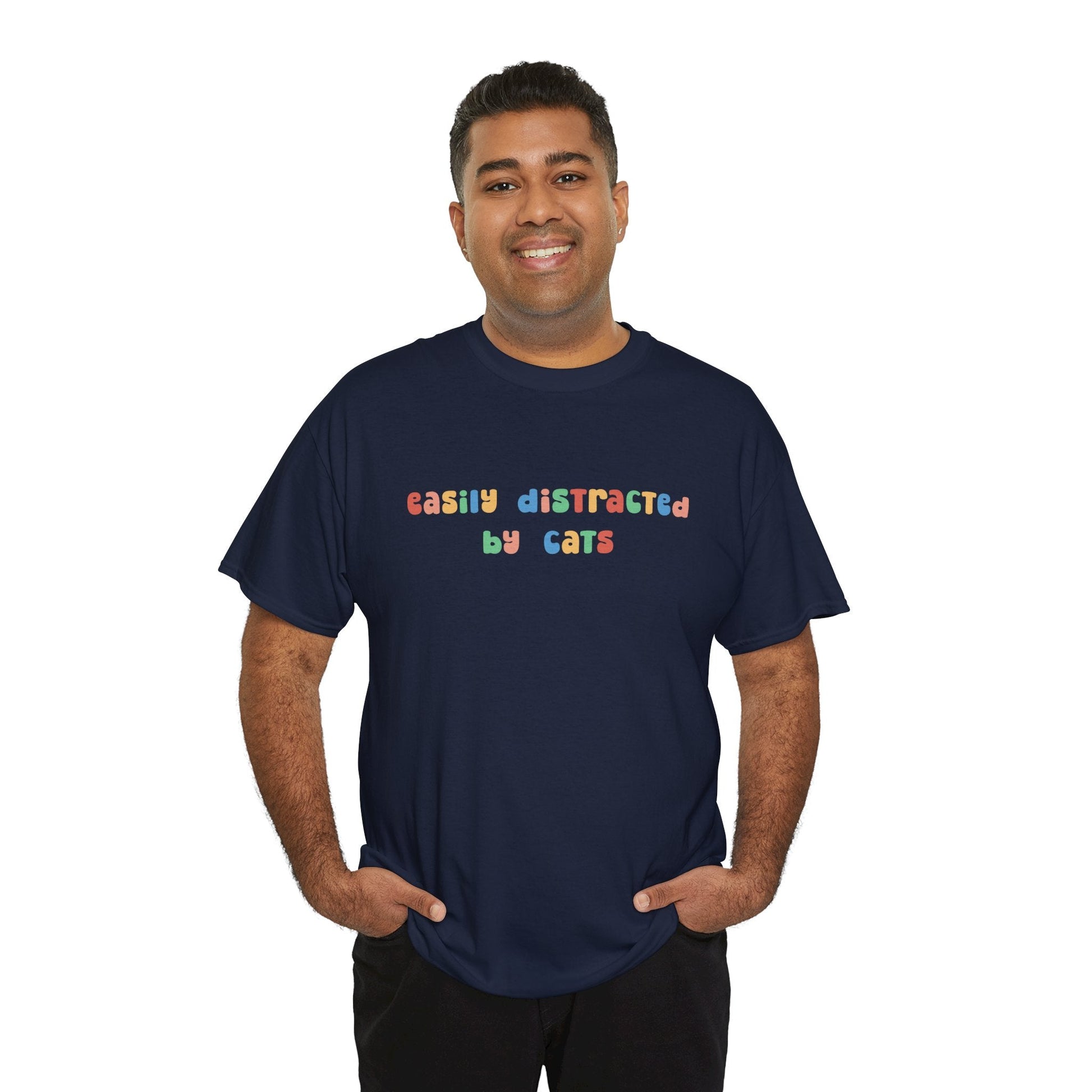 Easily Distracted By Cats | Text Tees - Detezi Designs-56207995509628826930