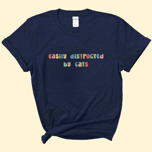 Easily Distracted By Cats | Text Tees - Detezi Designs-94534428094908159568
