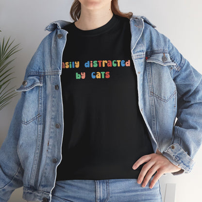 Easily Distracted By Cats | Text Tees - Detezi Designs-94534428094908159568