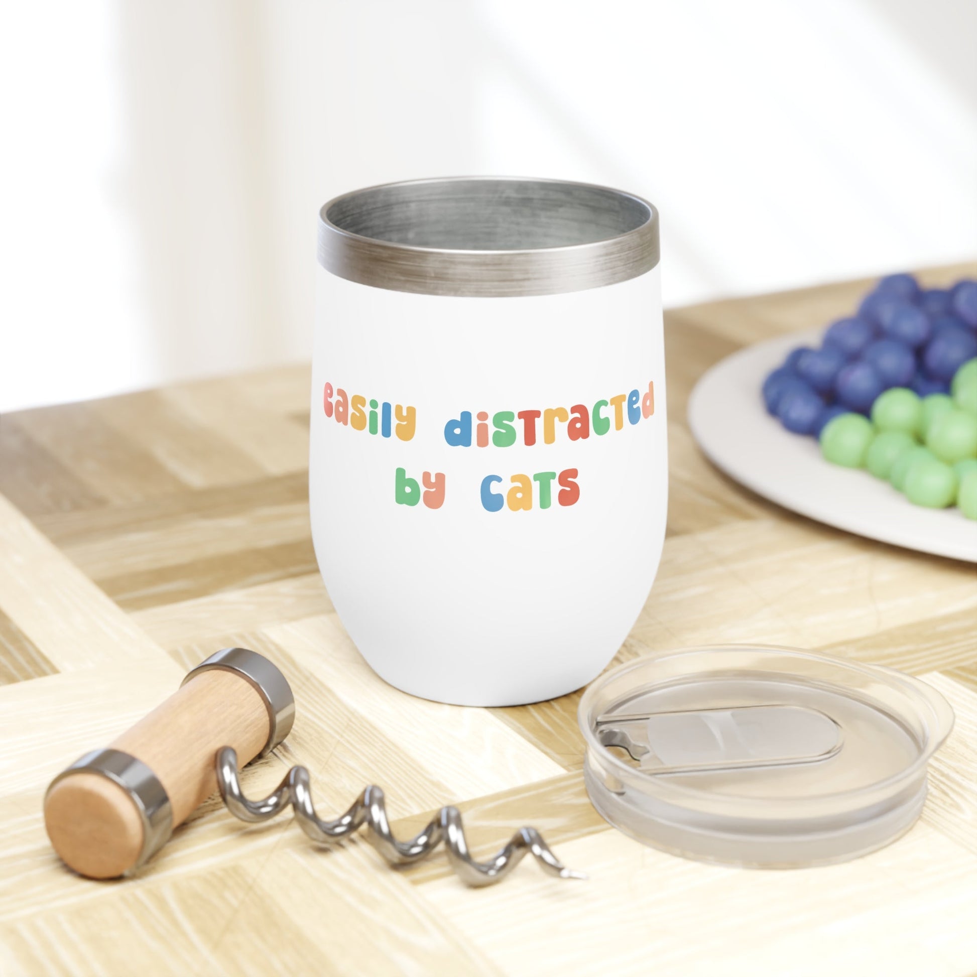 Easily Distracted by Cats | Wine Tumbler - Detezi Designs-32245351899233048415