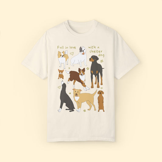 Fall In Love With A Shelter Dog | Comfort Colors Unisex T-shirt - Detezi Designs - 13671596060561749580