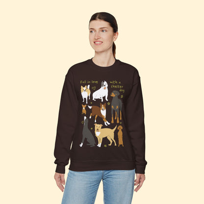 Fall In Love With A Shelter Dog | Crewneck Sweatshirt - Detezi Designs - 14441294149698703930