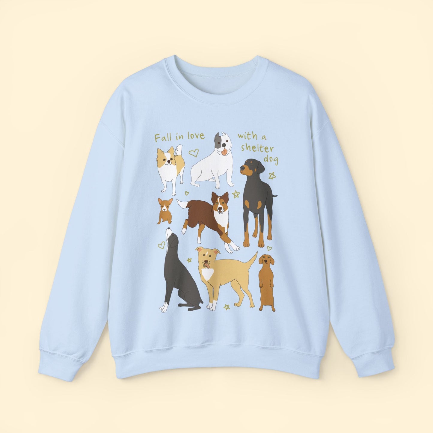 Fall In Love With A Shelter Dog | Crewneck Sweatshirt - Detezi Designs - 18756168588769639185