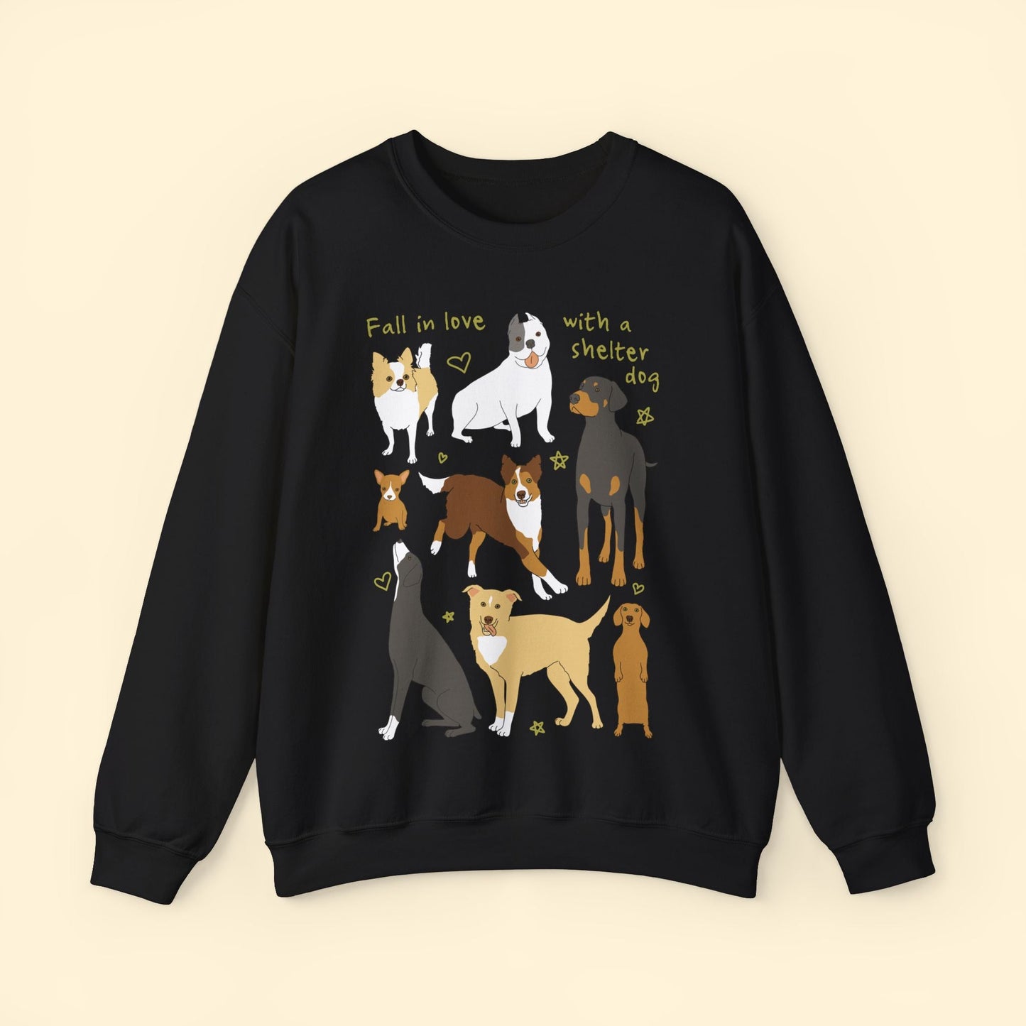 Fall In Love With A Shelter Dog | Crewneck Sweatshirt - Detezi Designs - 19418374174400657509