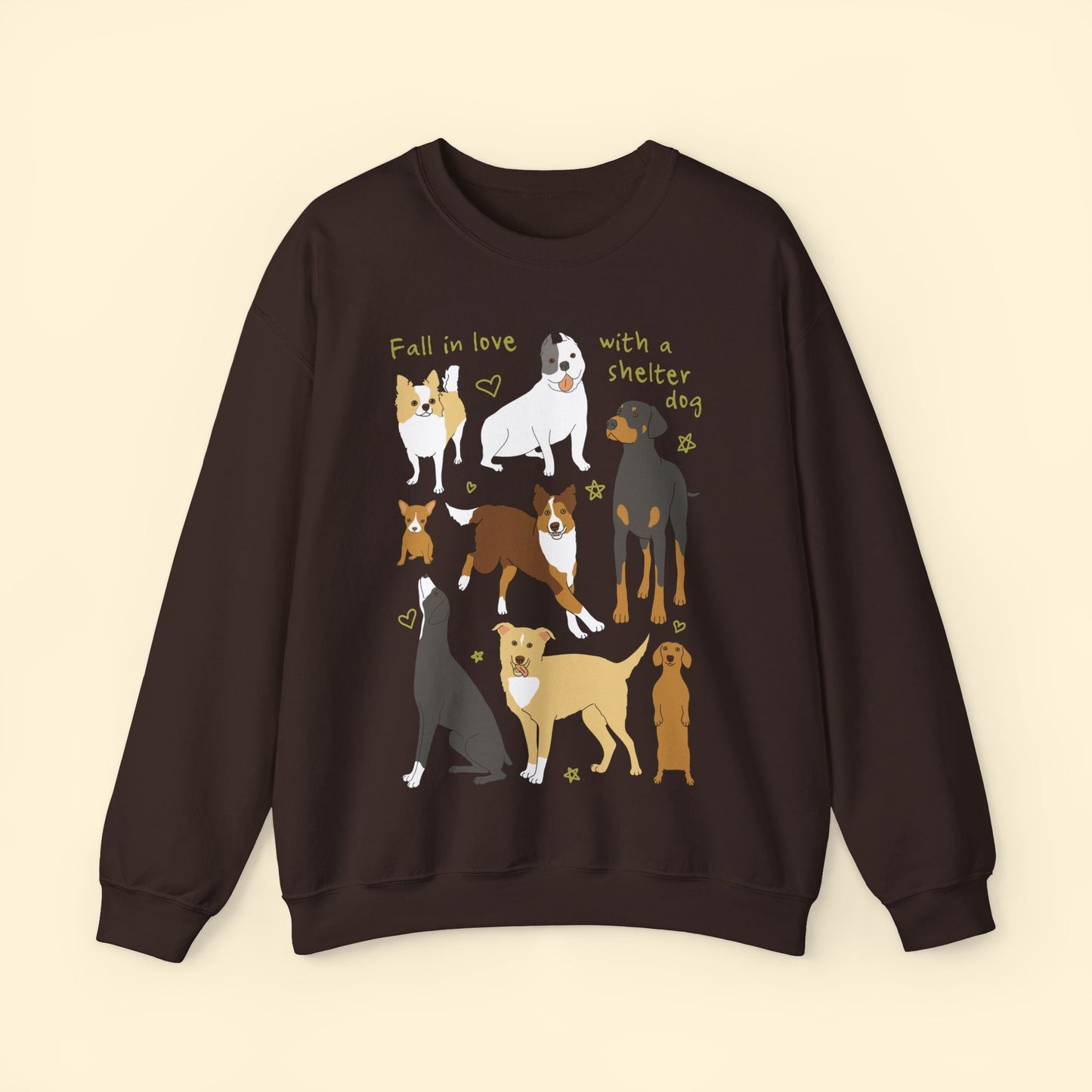 Fall In Love With A Shelter Dog | Crewneck Sweatshirt - Detezi Designs - 36948122959085946813