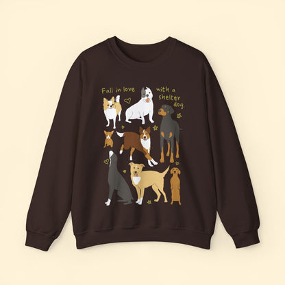 Fall In Love With A Shelter Dog | Crewneck Sweatshirt - Detezi Designs - 36948122959085946813