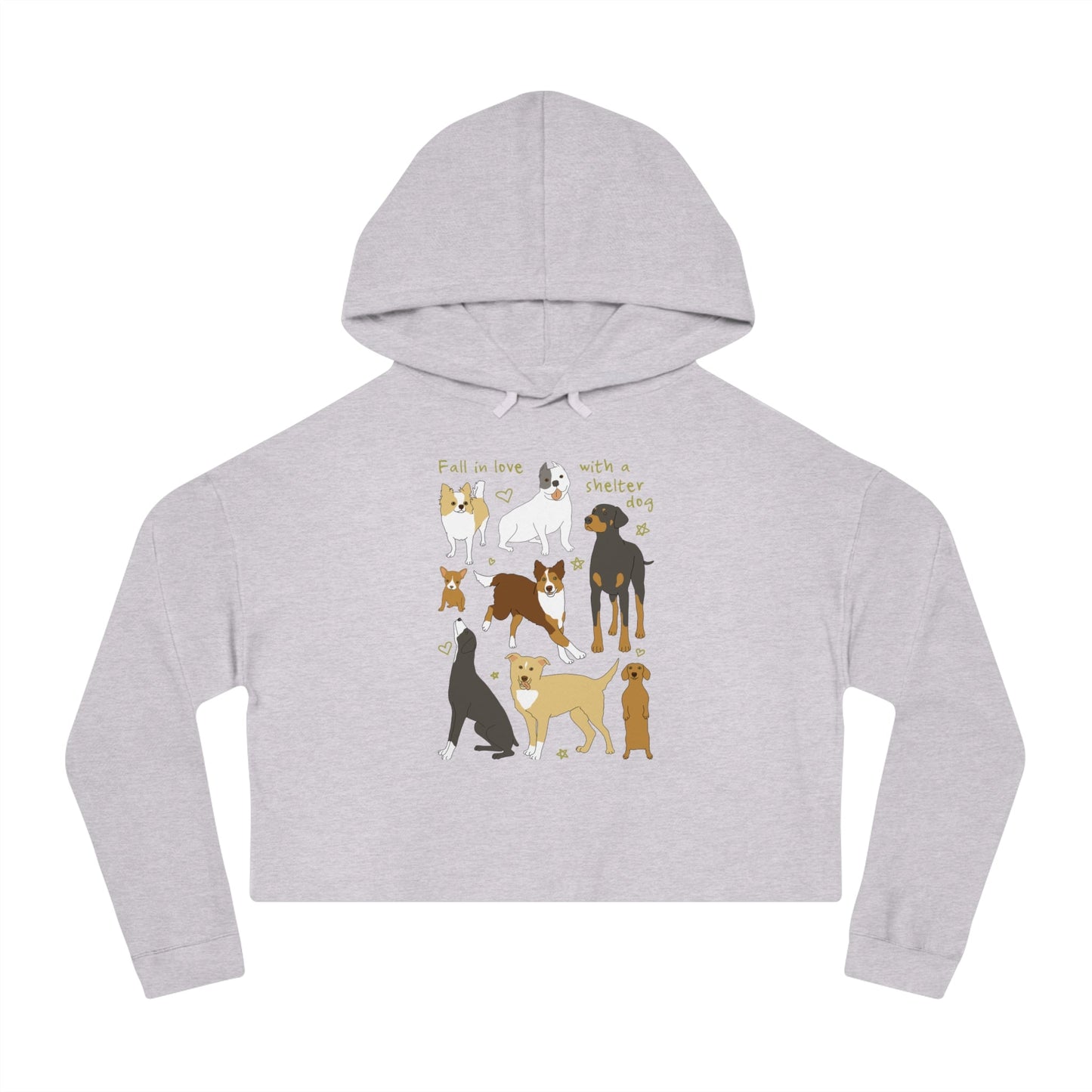 Fall In Love With A Shelter Dog | Cropped Hooded Sweatshirt - Detezi Designs - 27744099887389739632