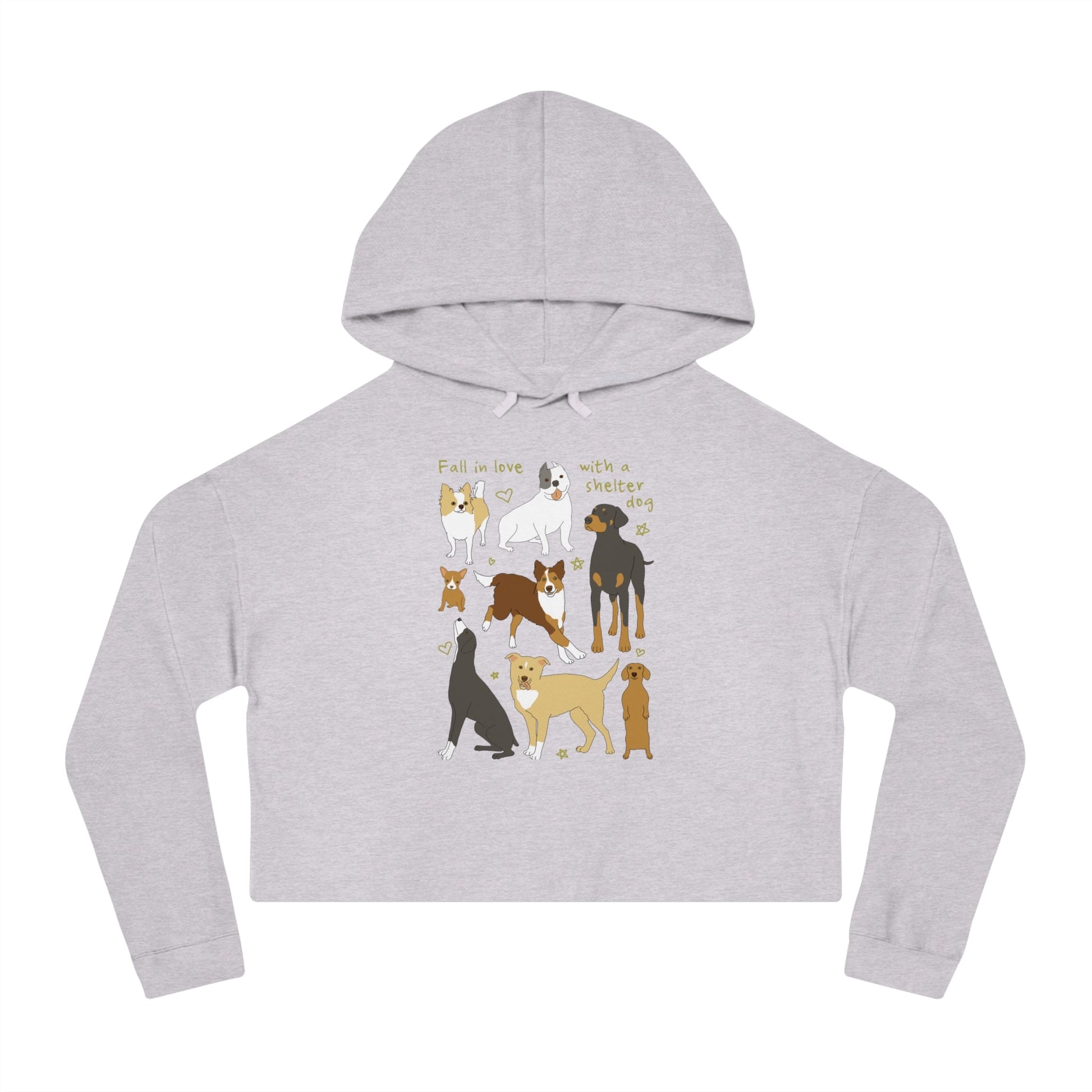 Fall In Love With A Shelter Dog | Cropped Hooded Sweatshirt - Detezi Designs - 27744099887389739632