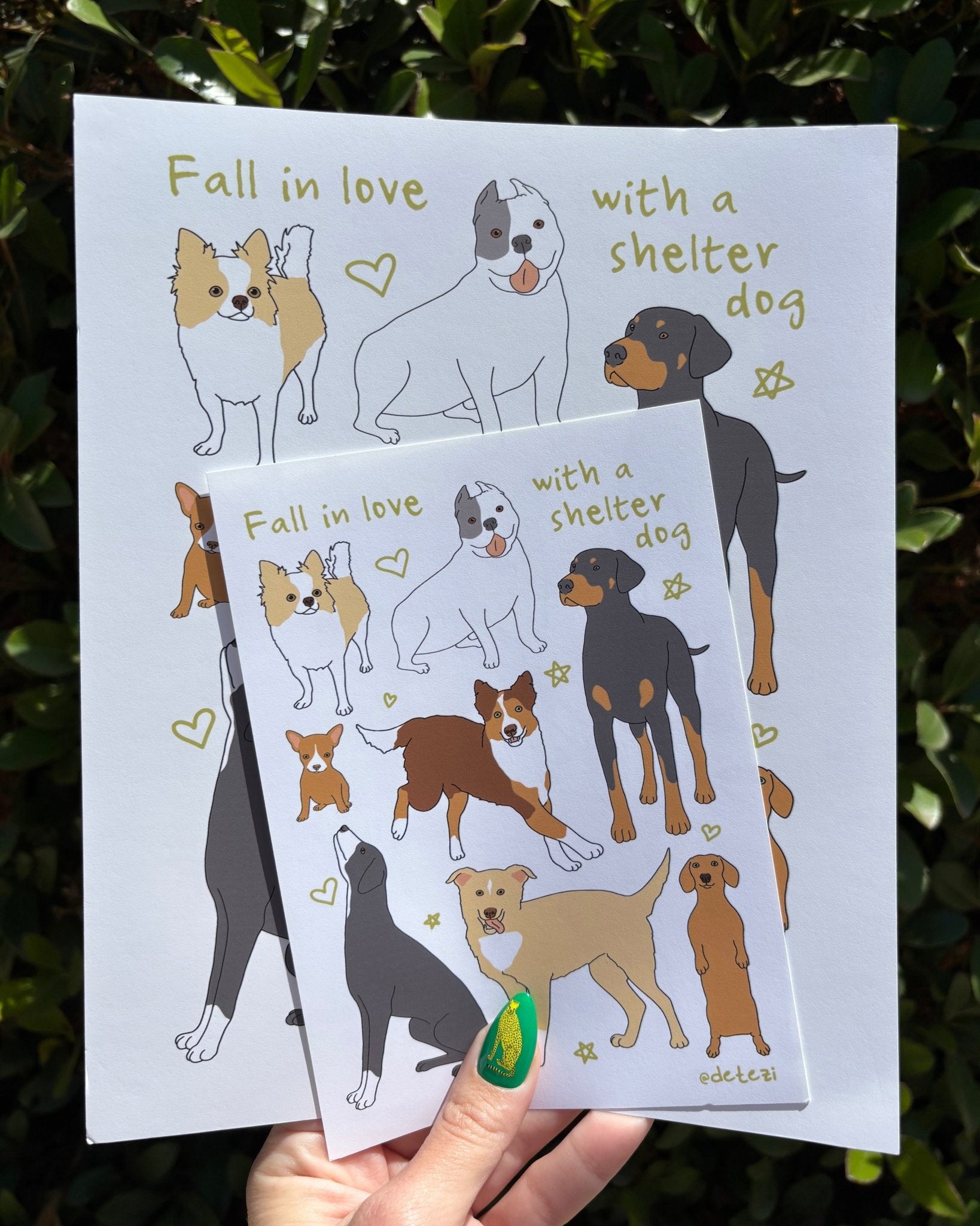Fall In Love With A Shelter Dog | Giclée Fine Art Print - Detezi Designs - 
