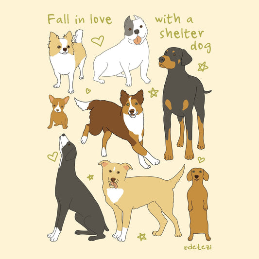 Fall In Love With A Shelter Dog | Giclée Fine Art Print - Detezi Designs - 