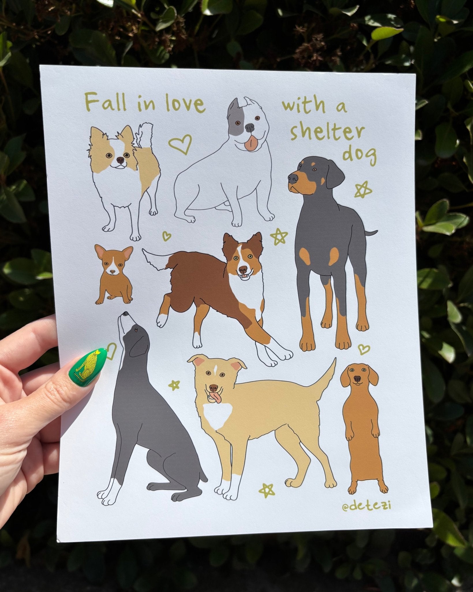 Fall In Love With A Shelter Dog | Giclée Fine Art Print - Detezi Designs - 