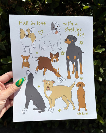 Fall In Love With A Shelter Dog | Giclée Fine Art Print - Detezi Designs - 