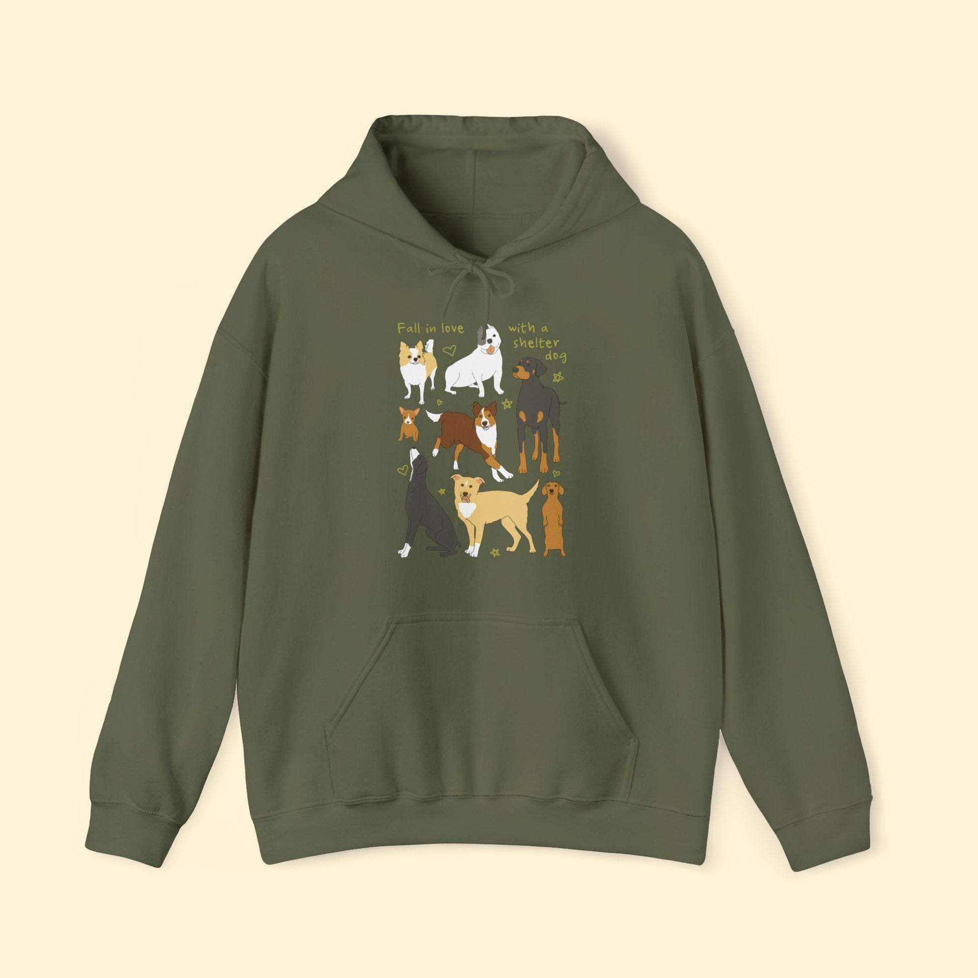 Fall In Love With A Shelter Dog | Hooded Sweatshirt - Detezi Designs - 18388857704843967716