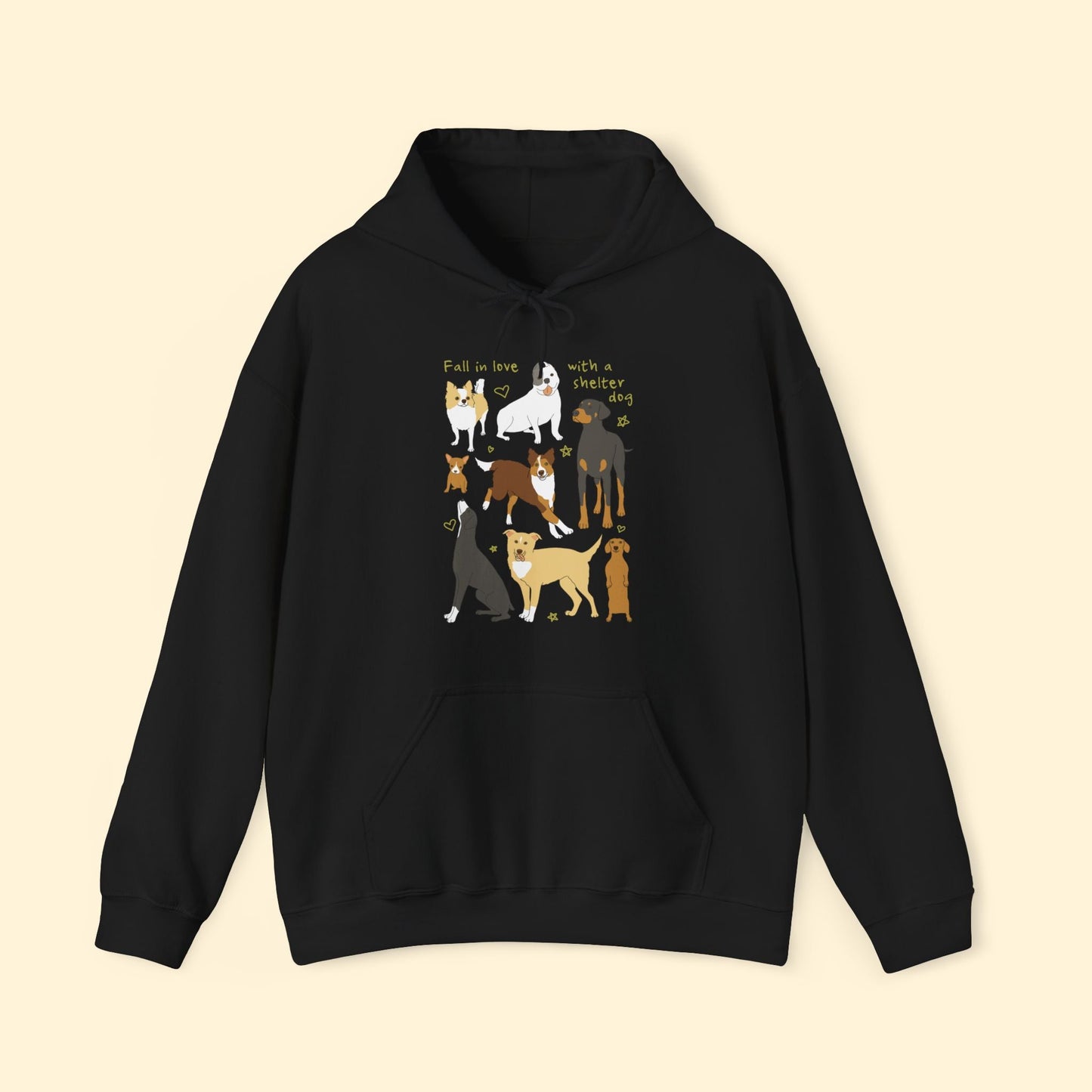 Fall In Love With A Shelter Dog | Hooded Sweatshirt - Detezi Designs - 19081417803810753495