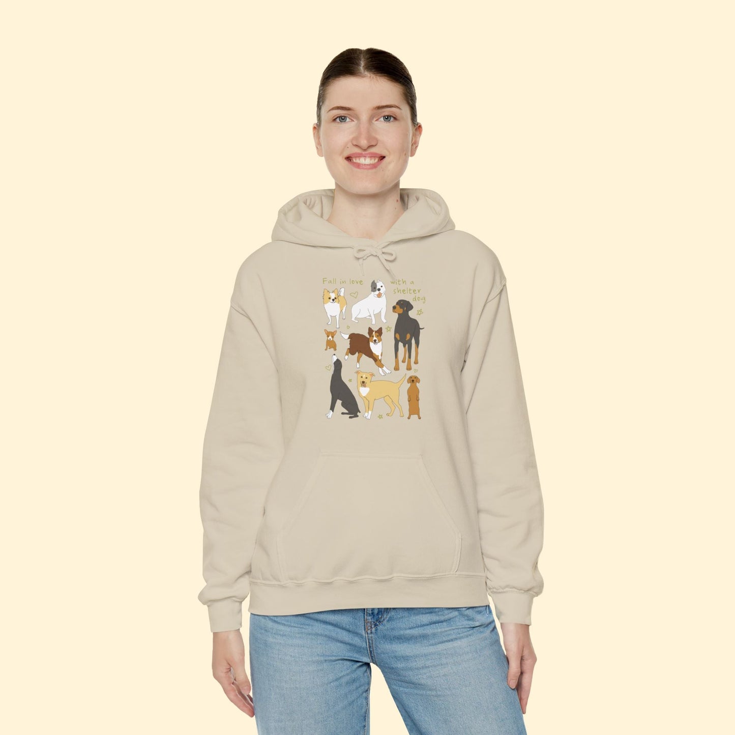 Fall In Love With A Shelter Dog | Hooded Sweatshirt - Detezi Designs - 22745828882736744788