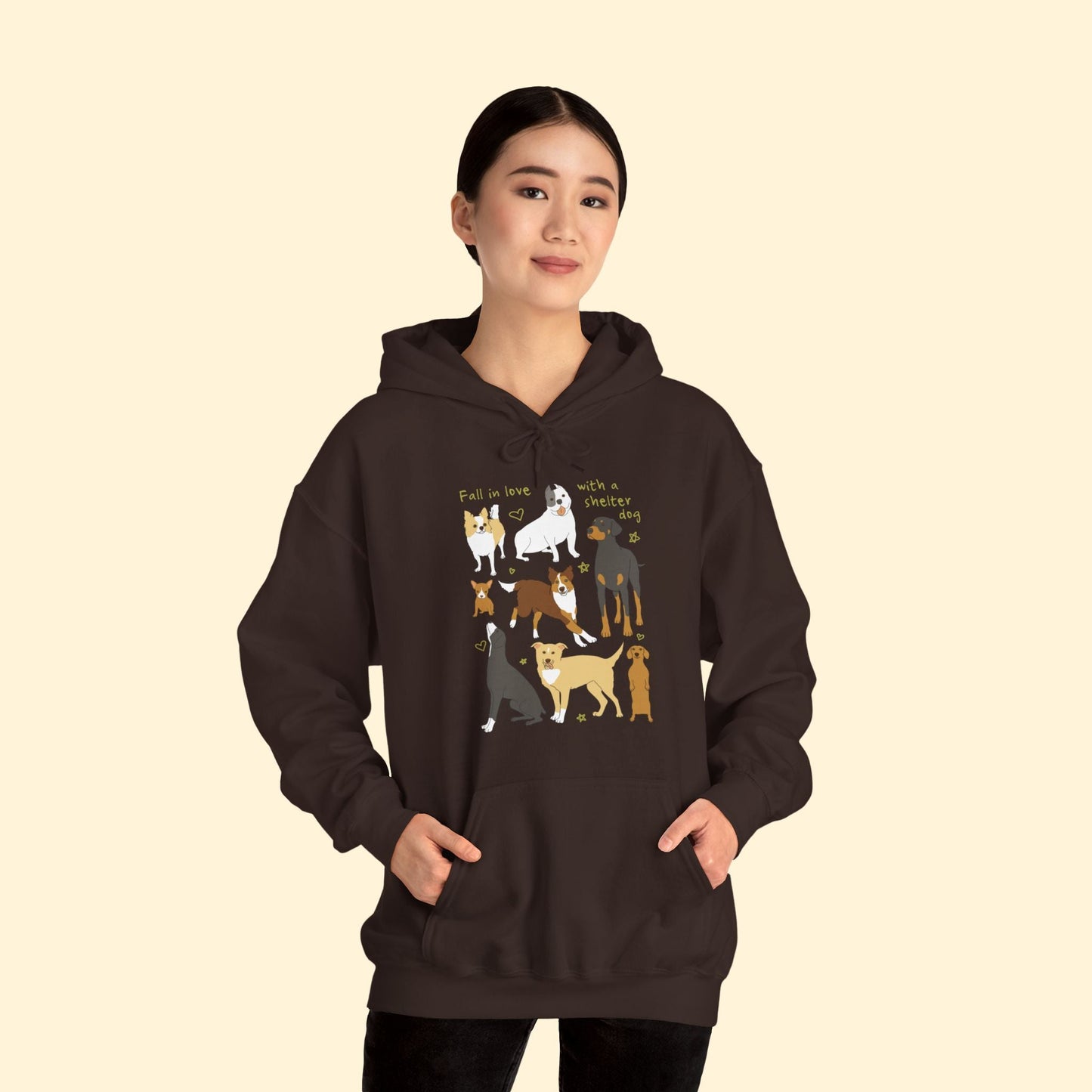 Fall In Love With A Shelter Dog | Hooded Sweatshirt - Detezi Designs - 22745828882736744788