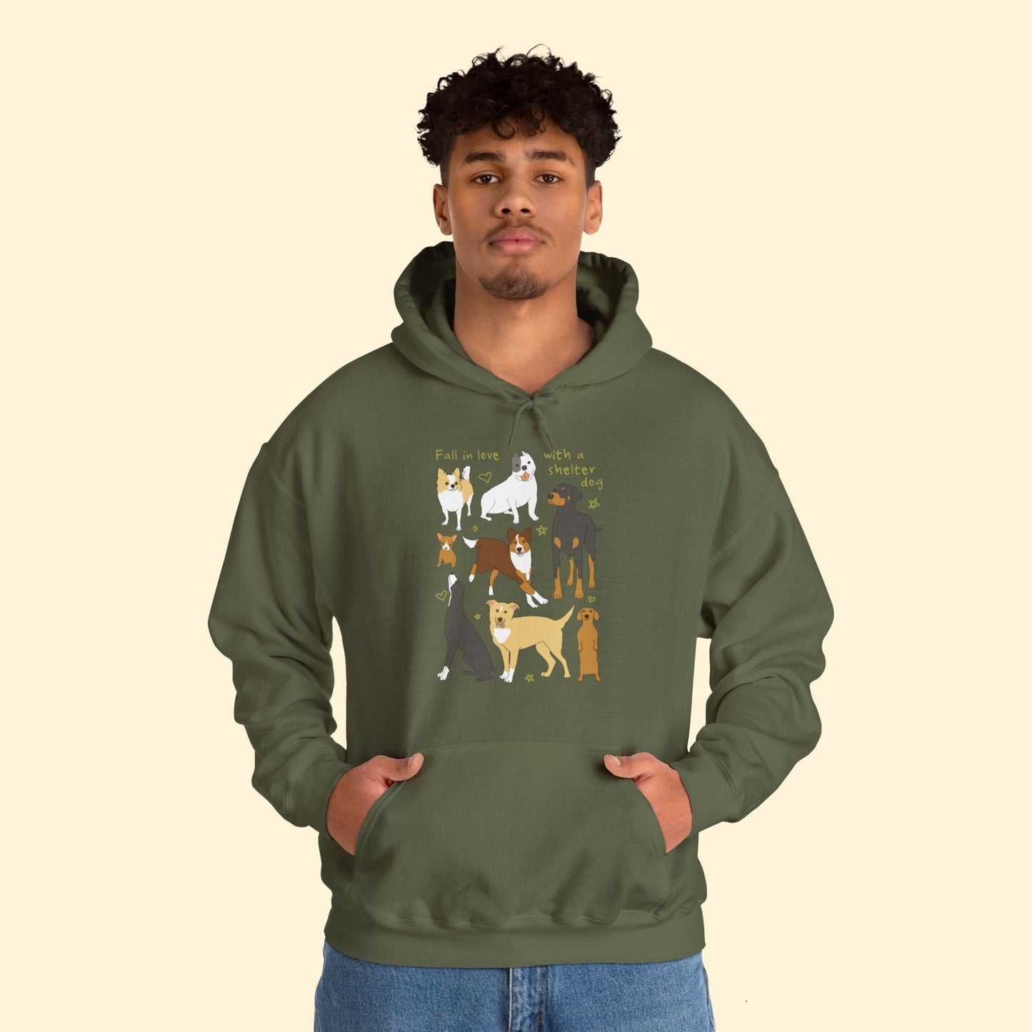 Fall In Love With A Shelter Dog | Hooded Sweatshirt - Detezi Designs - 22745828882736744788