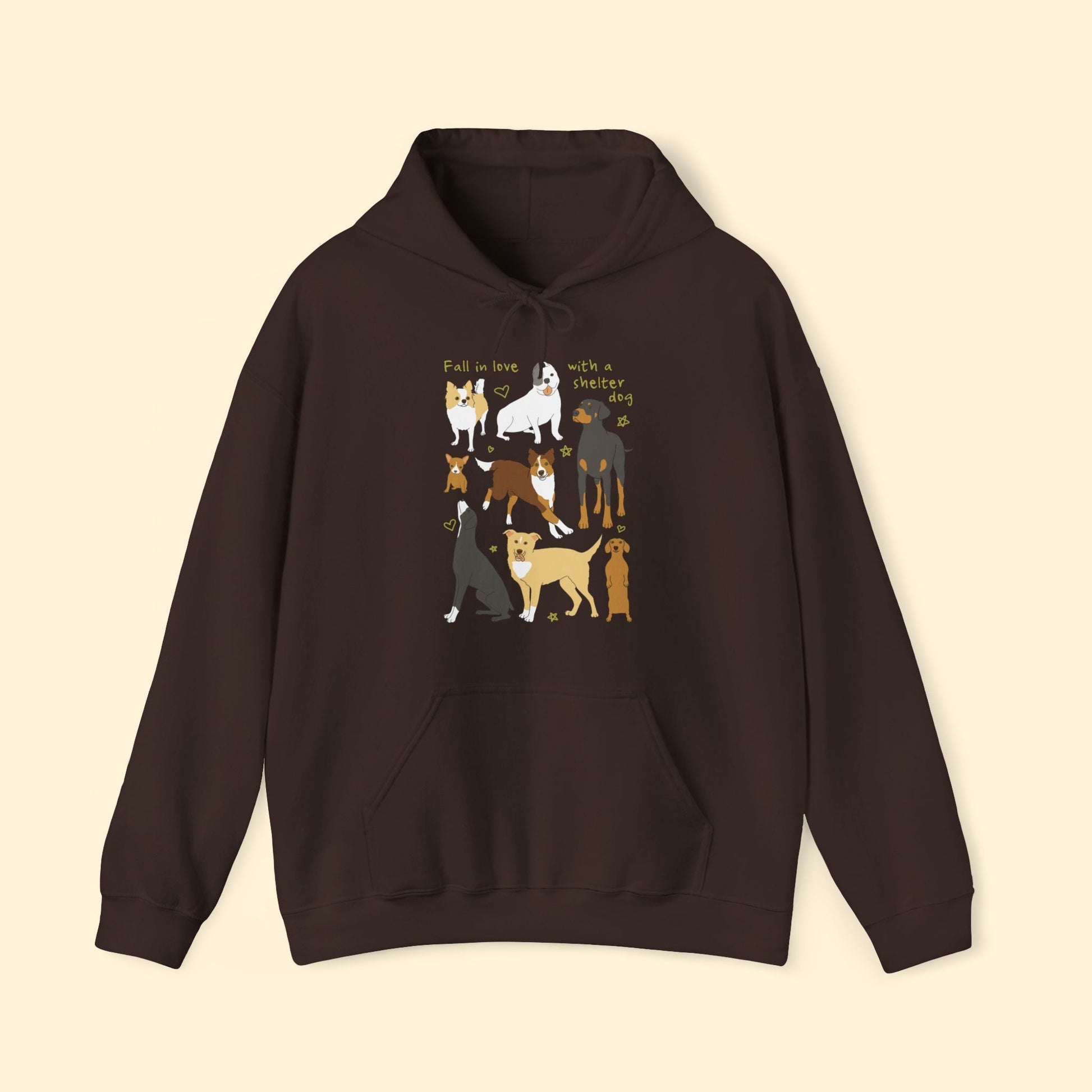 Fall In Love With A Shelter Dog | Hooded Sweatshirt - Detezi Designs - 34590541000017743333