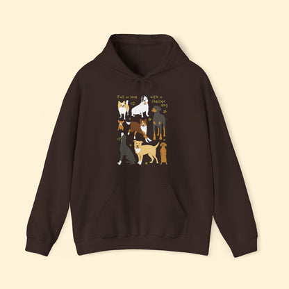 Fall In Love With A Shelter Dog | Hooded Sweatshirt - Detezi Designs - 34590541000017743333