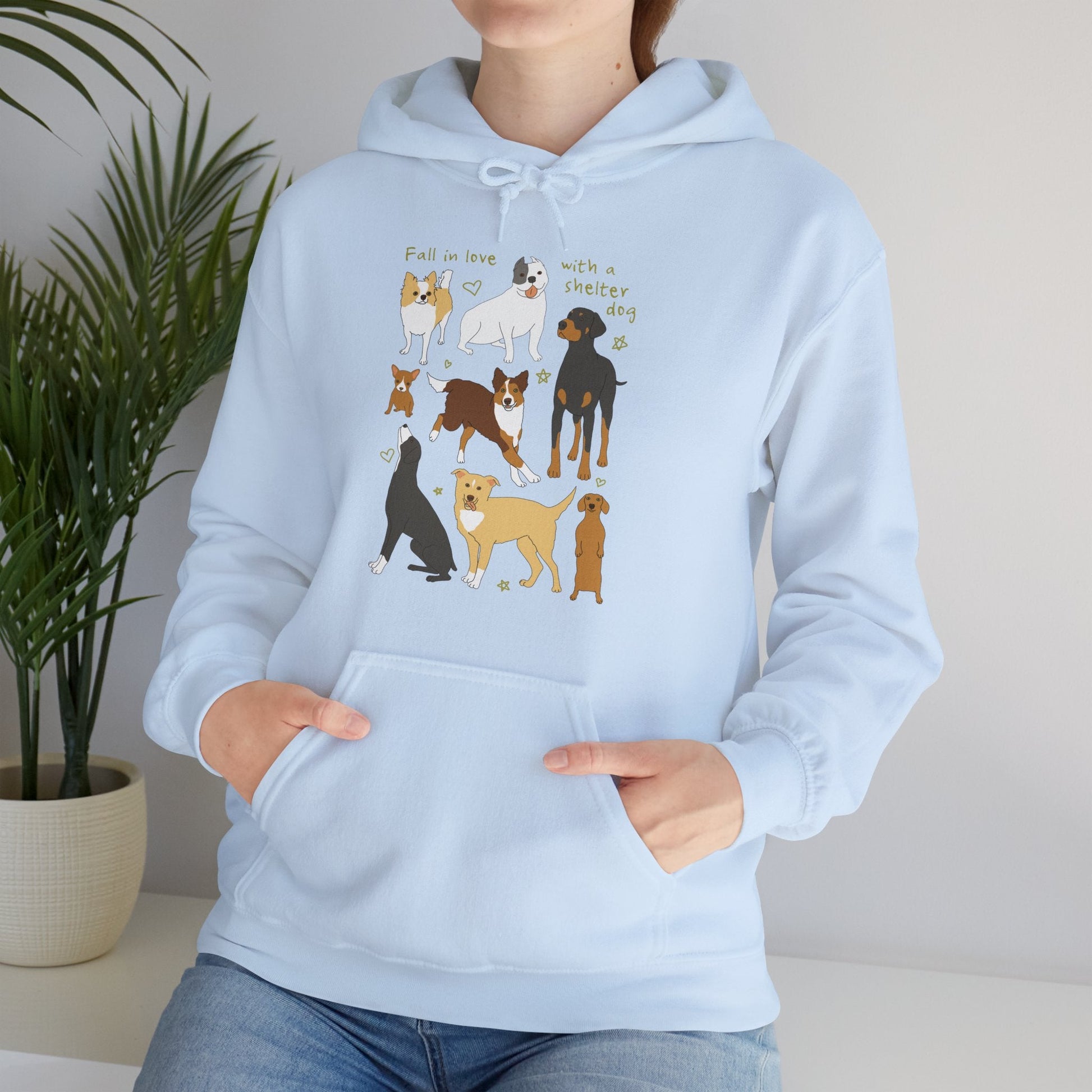 Fall In Love With A Shelter Dog | Hooded Sweatshirt - Detezi Designs - 34590541000017743333