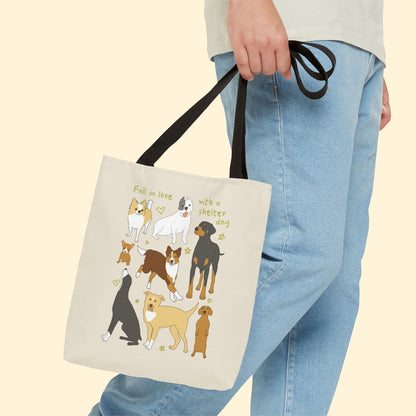 Fall In Love With A Shelter Dog | Tote Bag - Detezi Designs - 59870255700292408566