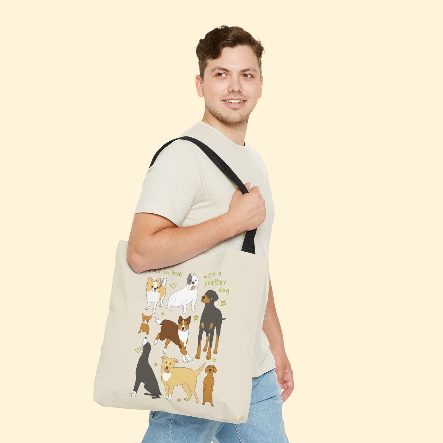 Fall In Love With A Shelter Dog | Tote Bag - Detezi Designs - 59870255700292408566