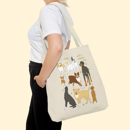 Fall In Love With A Shelter Dog | Tote Bag - Detezi Designs - 88553750973436278307