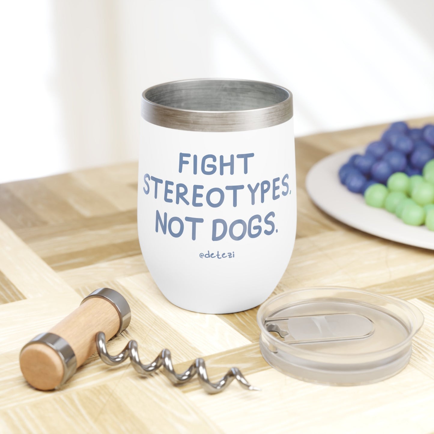 Fight Stereotypes, Not Dogs | Wine Tumbler - Detezi Designs - 19986166484905381506