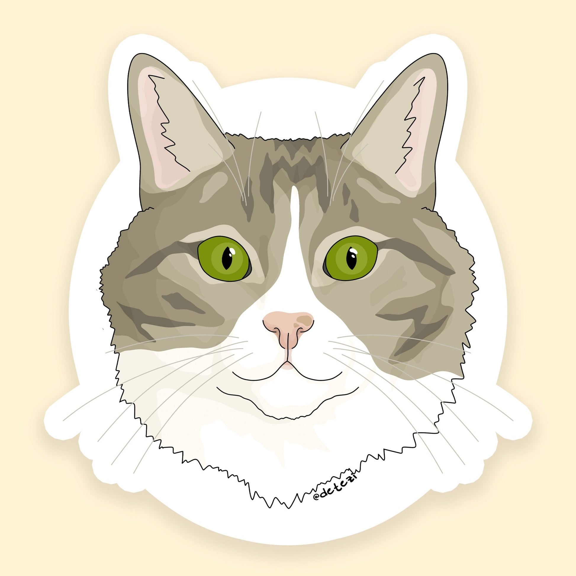 Fluffy Cat | 3" Vinyl Sticker - Detezi Designs - 