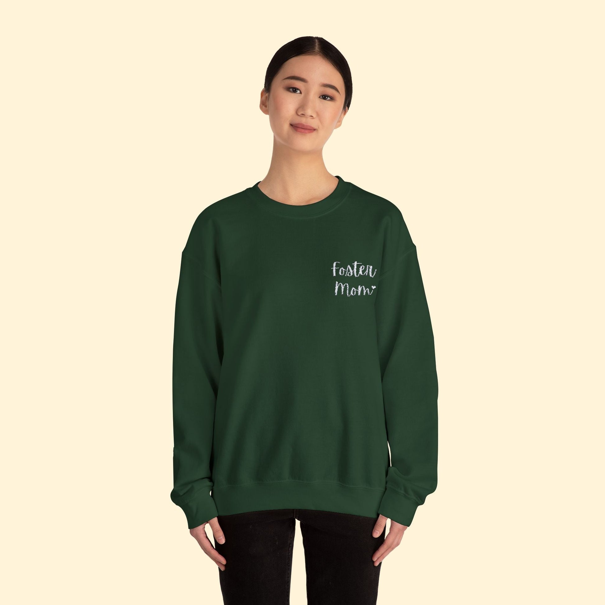 Foster Mom | Embroidered | Unisex Crewneck Sweatshirt - Detezi Designs - 55143516110182215272