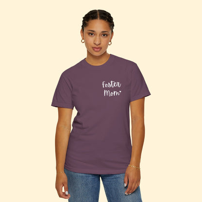 Foster Mom | Pocket Print | Comfort Colors Unisex T - shirt - Detezi Designs - 31477368980457943146