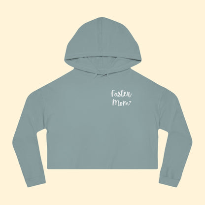 Foster Mom | Pocket Print | Cropped Hooded Sweatshirt - Detezi Designs - 22899857701003332302