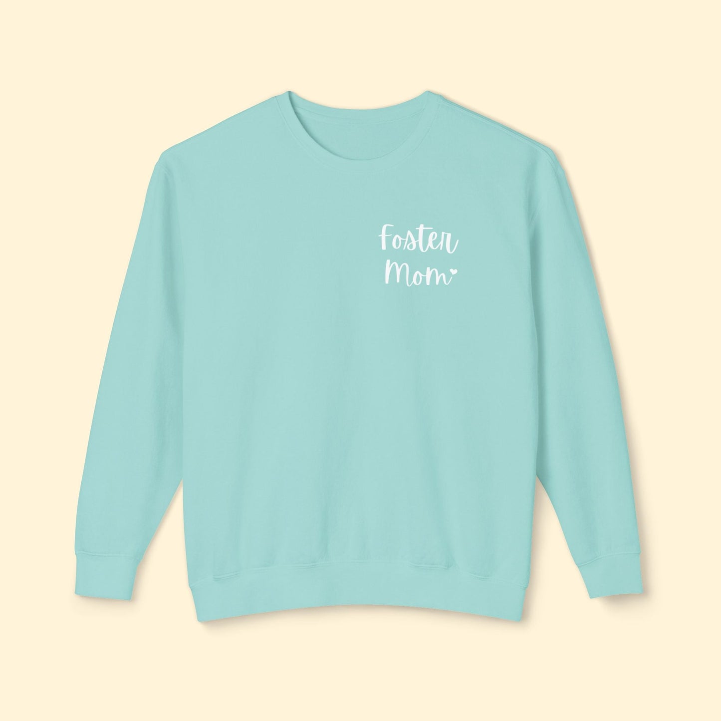 Foster Mom | Pocket Print | Lightweight Comfort Colors Crewneck Sweatshirt - Detezi Designs - 15434052825007666520